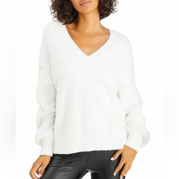 Sanctuary Plush Cream V Neck Dropped Shoulders Top pullover Sweater Size… - Picture 1 of 10